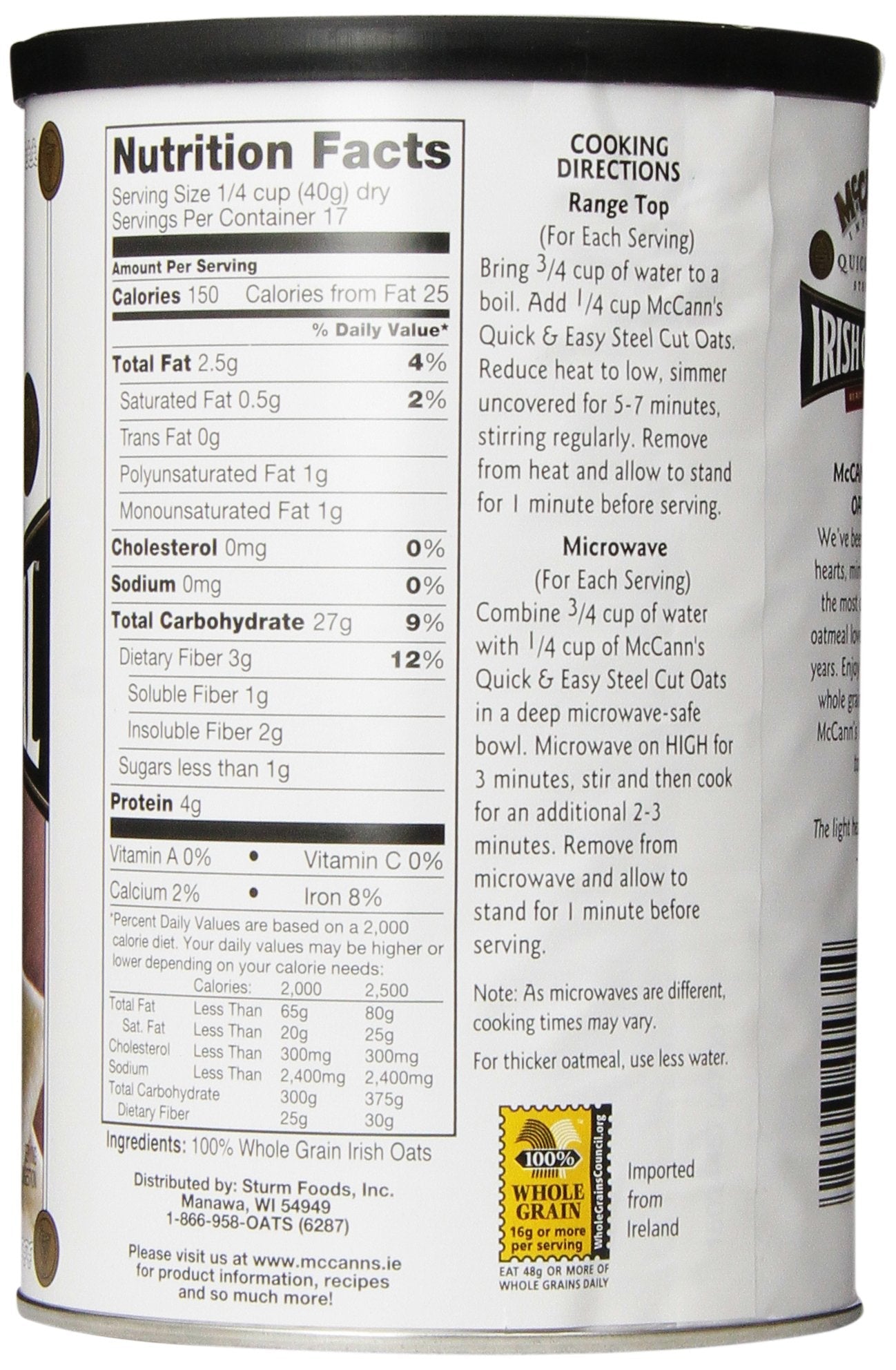 Product image of McCann's Steel Cut Irish Oatmeal Quick and Easy 24 oz 24 oz Pack of 6