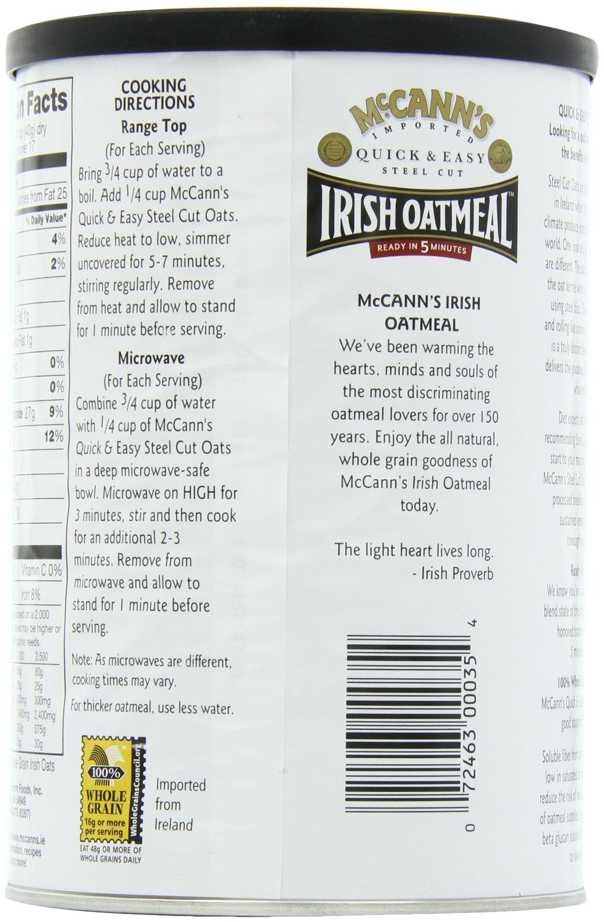 Product image of McCann's Steel Cut Irish Oatmeal Quick and Easy 24 oz 24 oz Pack of 6