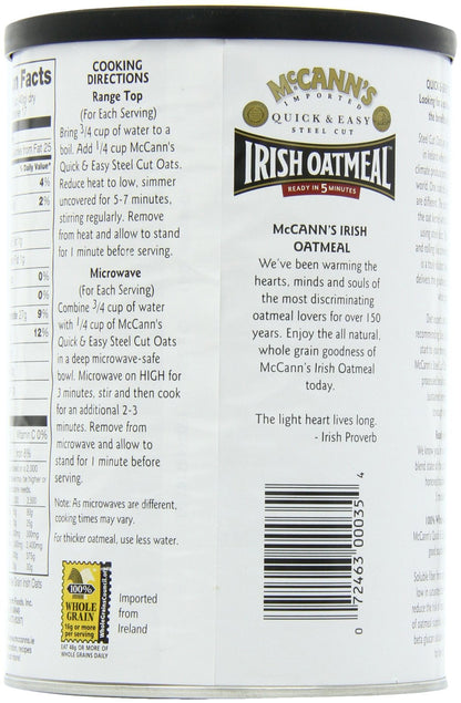 Product image of McCann's Steel Cut Irish Oatmeal Quick and Easy 24 oz 24 oz Pack of 6