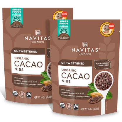 Product image of Navitas Organics Raw Cacao Nibs Organic Non-GMO Fair Trade Gluten-Free Bag 15 Servings 16 oz 16 oz Pack of 2