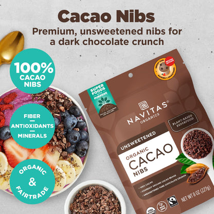 Product image of Navitas Organics Raw Cacao Nibs Organic Non-GMO Fair Trade Gluten-Free Bag 15 Servings 16 oz 16 oz Pack of 2