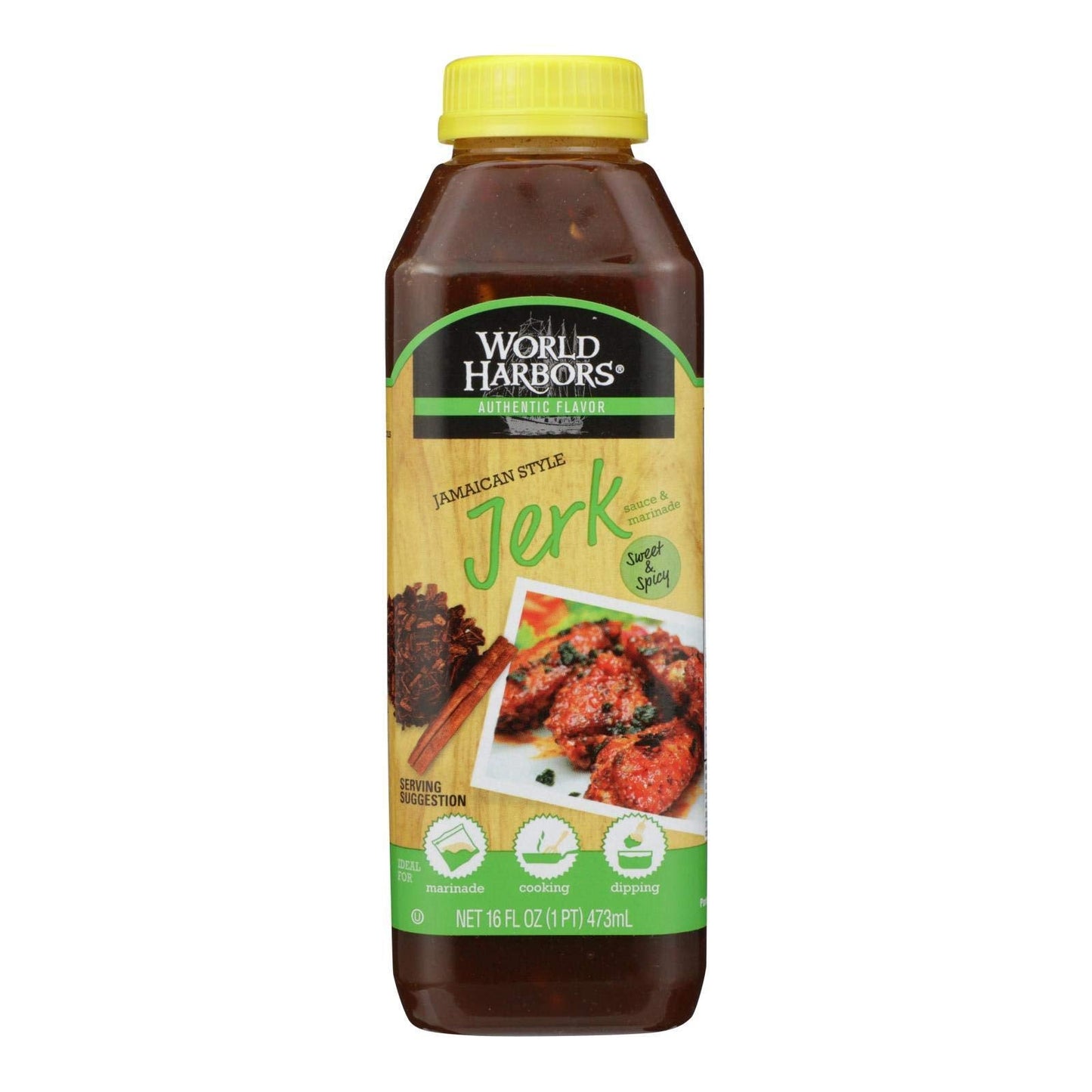 Product image of World Harbors Jamaican Style Jerk Marinade and Sauce 16-oz Bottle Pack of 6