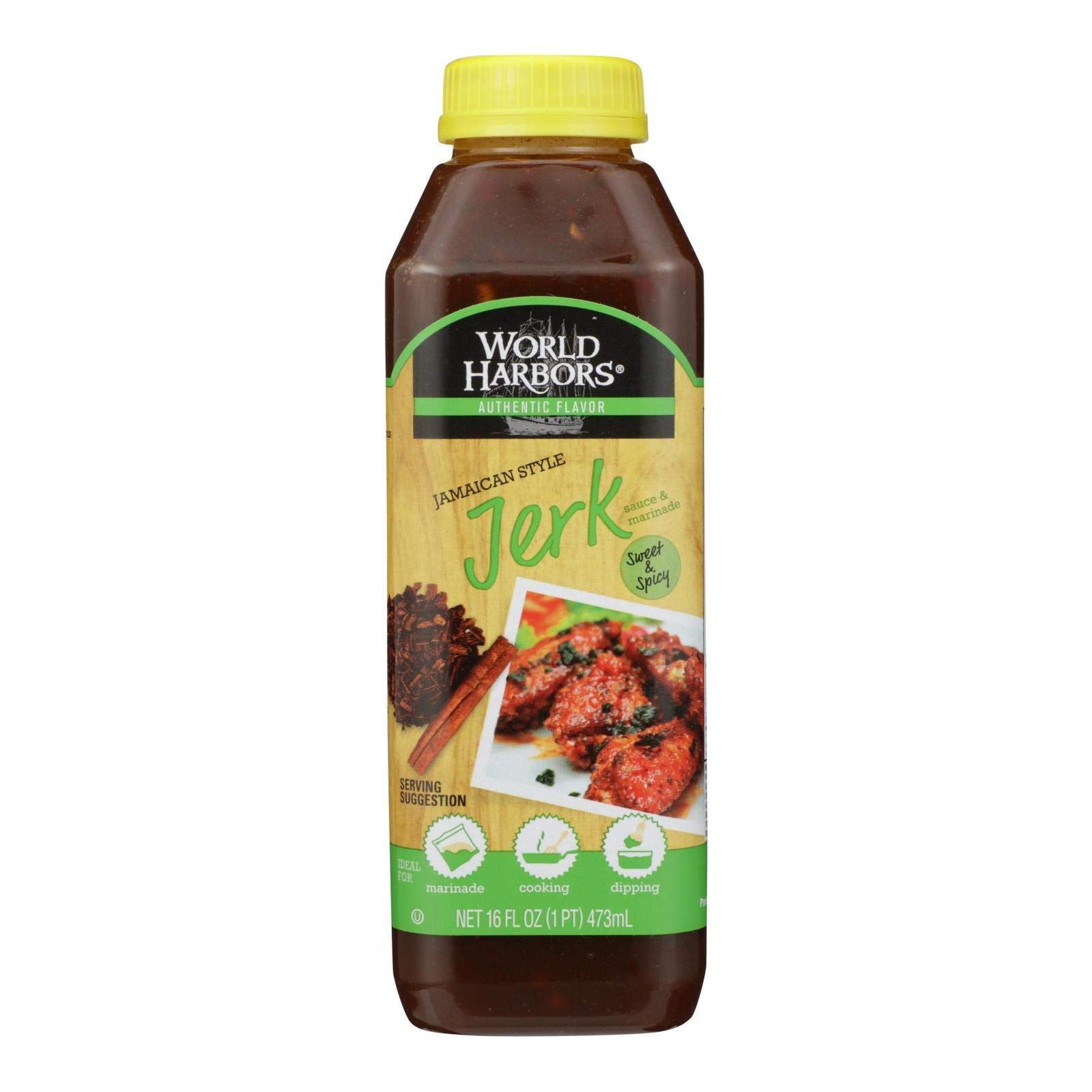 Product image of World Harbors Jamaican Style Jerk Marinade and Sauce 16-oz Bottle Pack of 6
