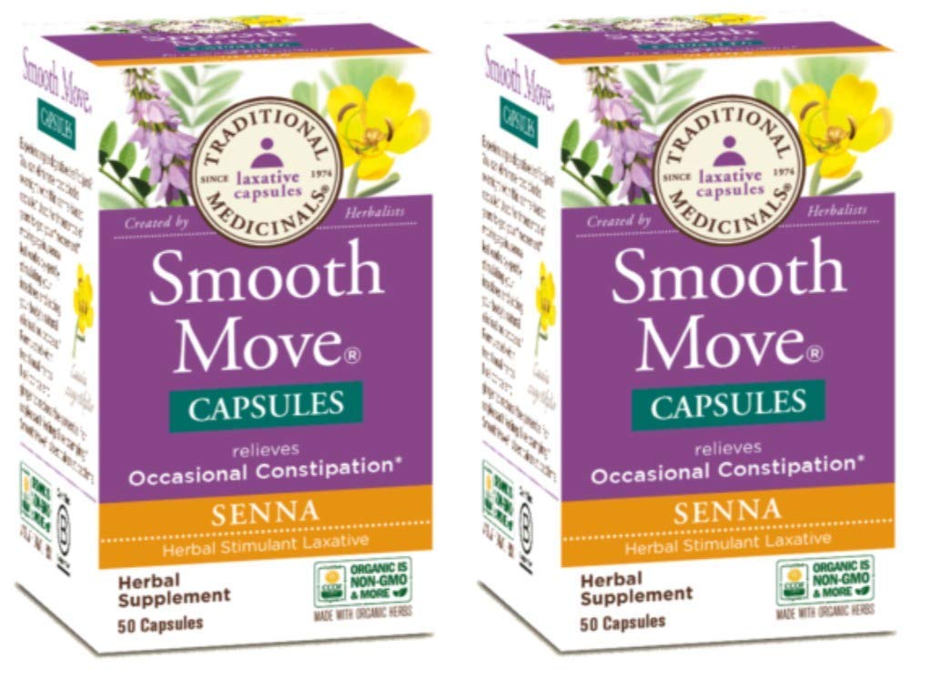 Product image of Traditional Medicinals Smooth Move Senna Capsules Herbal Supplement 50-ct Bottle Pack of 2