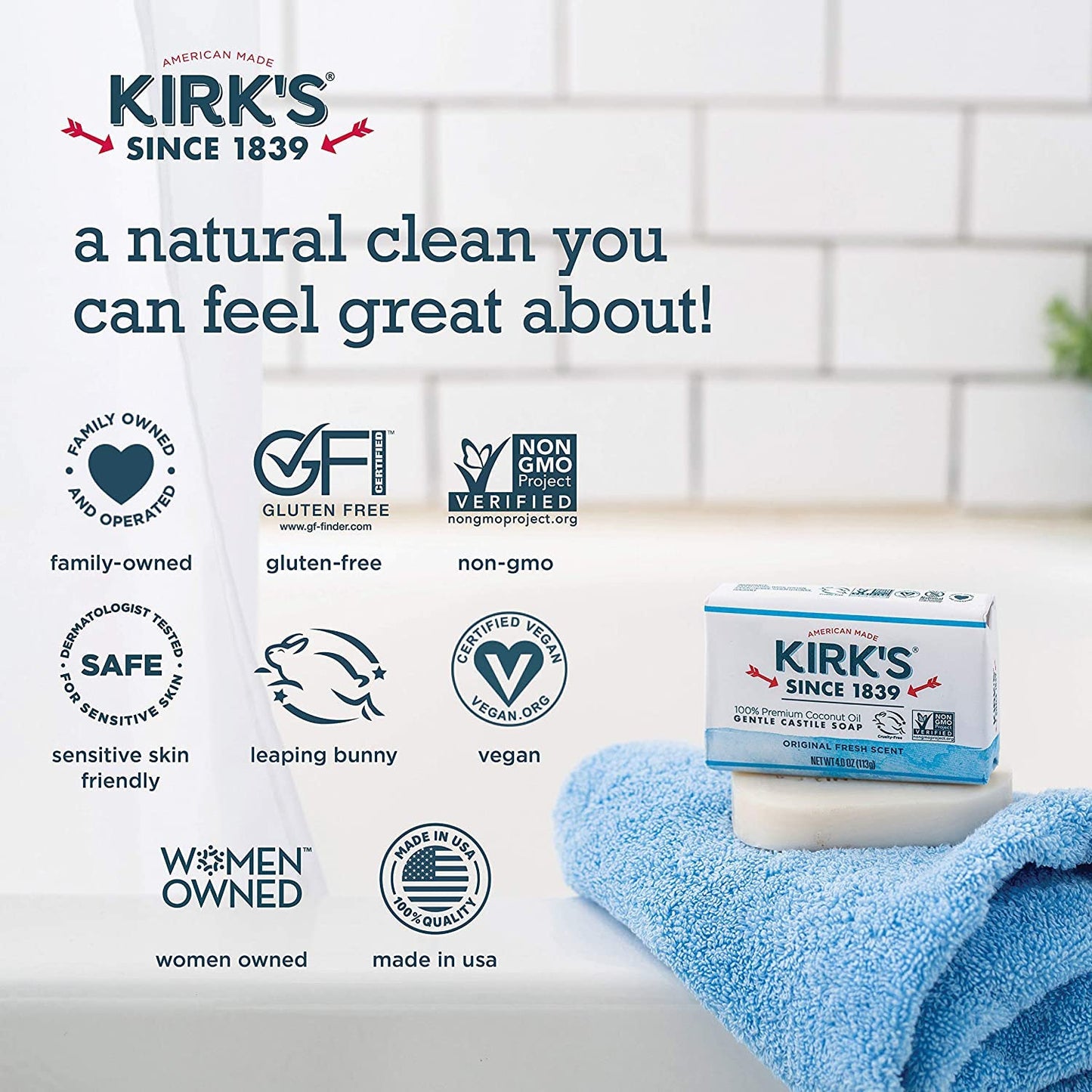 Product image of Kirk's Natural Castile Bar Soap Coco 4 oz 4 oz Pack of 5