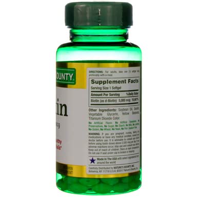 Product image of Nature's Bounty Super Potency Biotin 5000 mcg Softgels 72 ct Pack of 2
