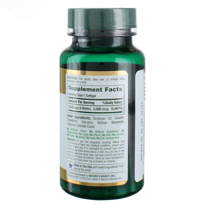 Product image of Nature's Bounty Super Potency Biotin 5000 mcg Softgels 72 ct Pack of 2