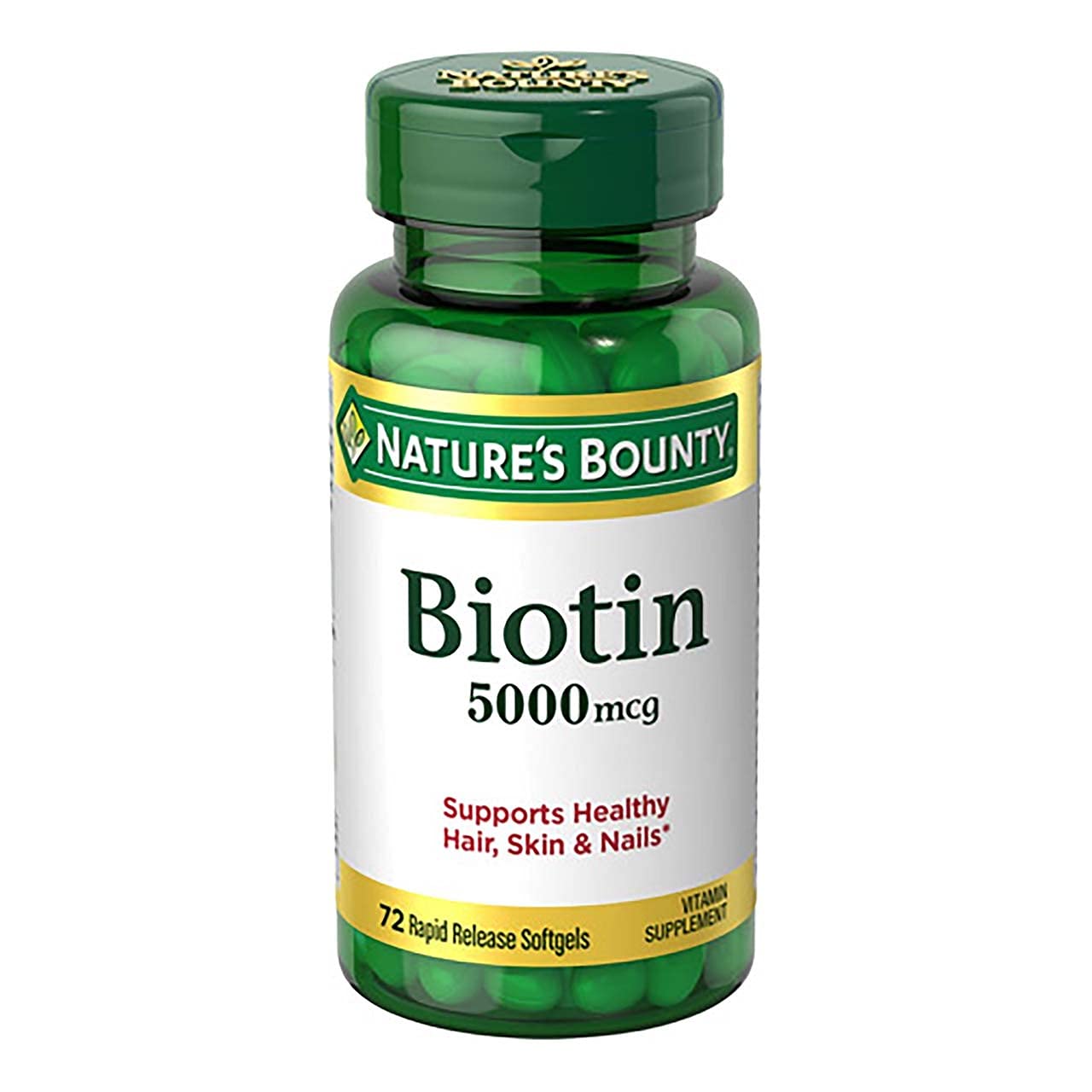 Product image of Nature's Bounty Super Potency Biotin 5000 mcg Softgels 72 ct Pack of 2