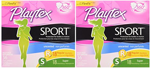 Product image of Playtex Sport Tampons Multipack Regular/Super Absorbency Fragrance-Free 18 regular 18 super Pack of 2