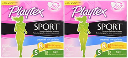 Product image of Playtex Sport Tampons Multipack Regular/Super Absorbency Fragrance-Free 18 regular 18 super Pack of 2