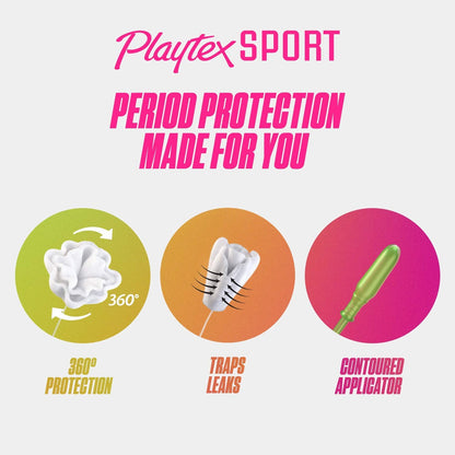 Product image of Playtex Sport Tampons Multipack Regular/Super Absorbency Fragrance-Free 18 regular 18 super Pack of 2