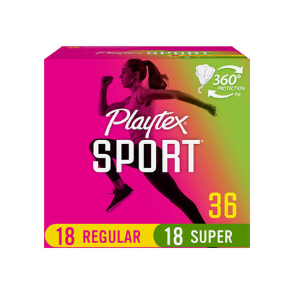 Product image of Playtex Sport Tampons Multipack Regular/Super Absorbency Fragrance-Free 18 regular 18 super Pack of 2