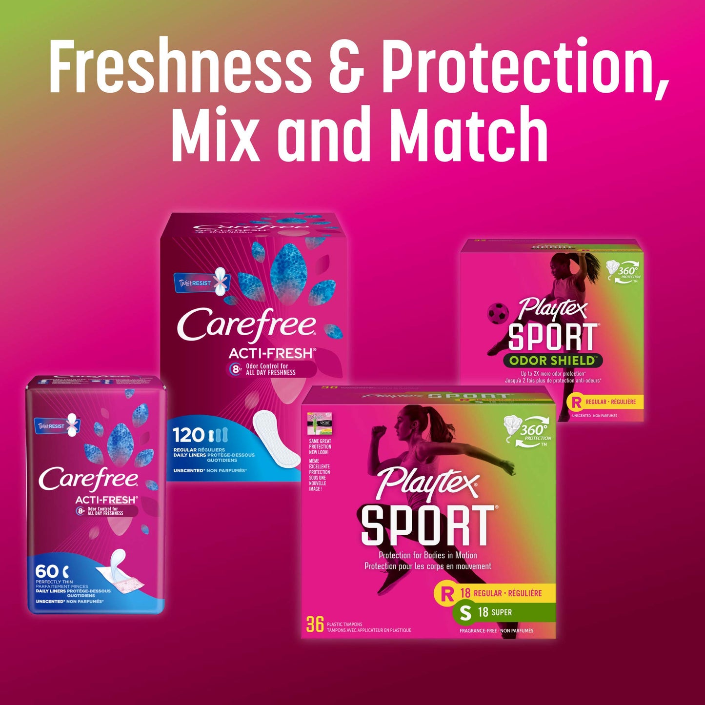 Product image of Playtex Sport Tampons Multipack Regular/Super Absorbency Fragrance-Free 18 regular 18 super Pack of 2