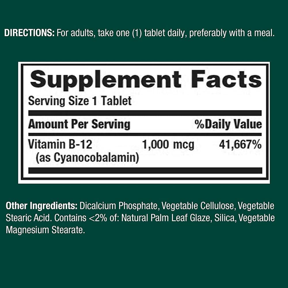 Product image of Nature's Bounty Vitamin B12 1000mcg 100 Tablets Pack of 2