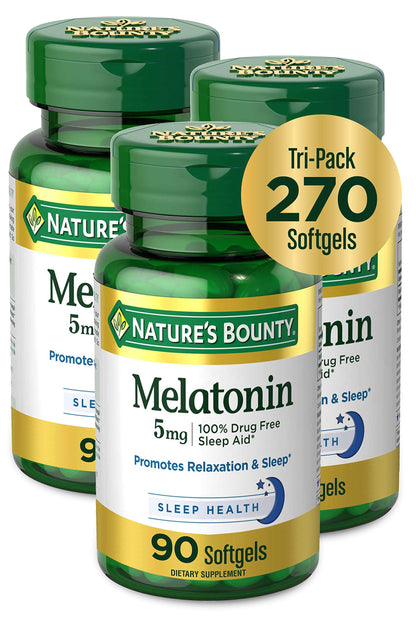 Product image of Nature's Bounty Melatonin Dietary Supplement Sleep Aid 90 ct Promotes Relaxation and Sleep Health 100% Drug