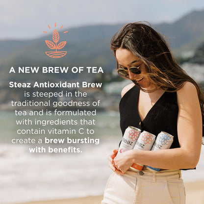 Product image of Steaz Organic Green Tea Blueberry Pomegranate Antioxidant Brew Natural Caffeine 90 Calories Vitamin C Cane