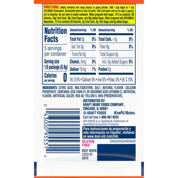 Product image of Kool-Aid Orange Unsweetened Soft Drink Mix 0.15 oz Packets 0.15 oz Pack of 96