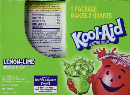 Product image of Kool-Aid Lemon-Lime Unsweetened Soft Drink Mix 0.13 oz Packets 48 ct 0.13 oz Pack of 2