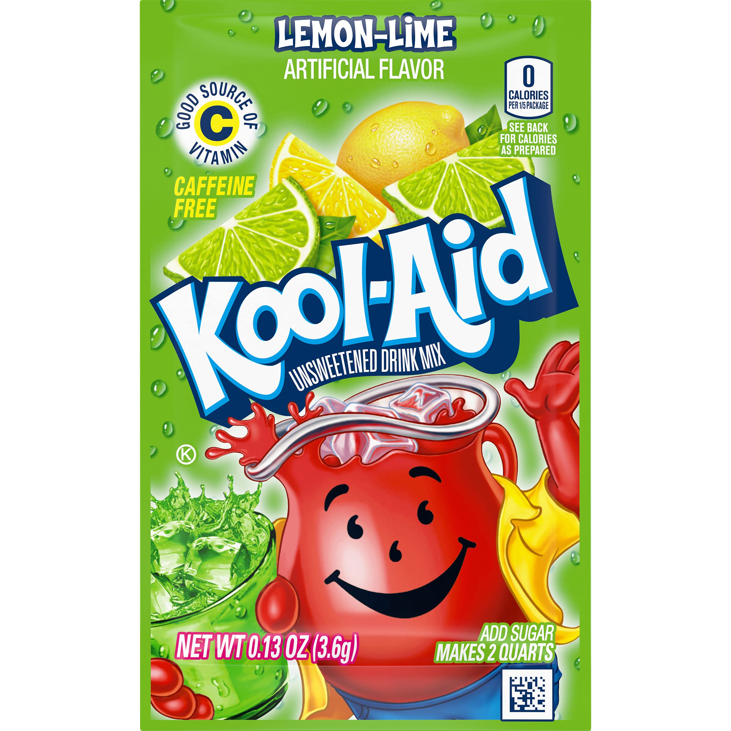 Product image of Kool-Aid Lemon-Lime Unsweetened Soft Drink Mix 0.13 oz Packets 48 ct 0.13 oz Pack of 2
