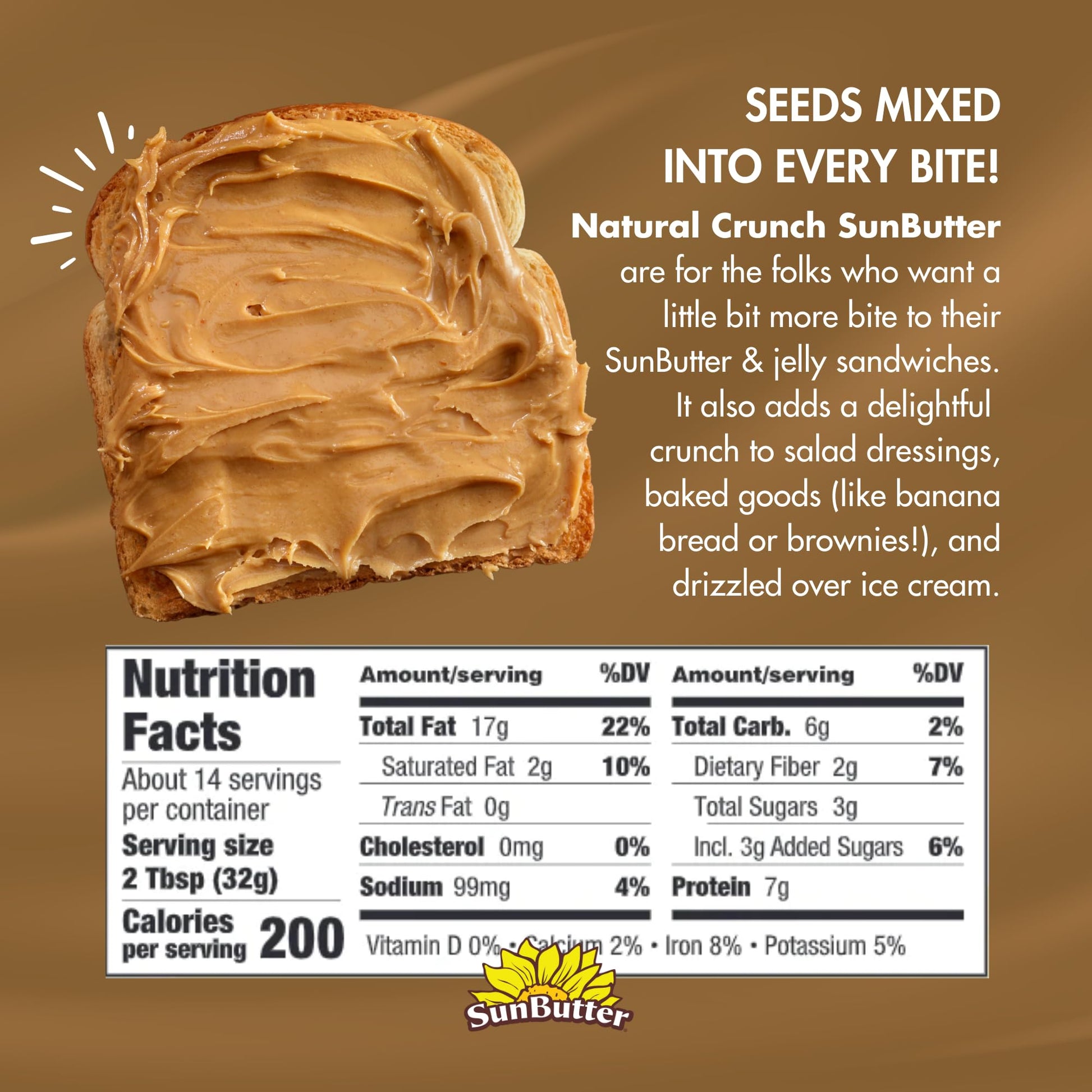 Product image of SunButter Crunch Sunflower Seed Butter Nut-Free Spread Roasted Rich and Savory Flavor Smooth Texture