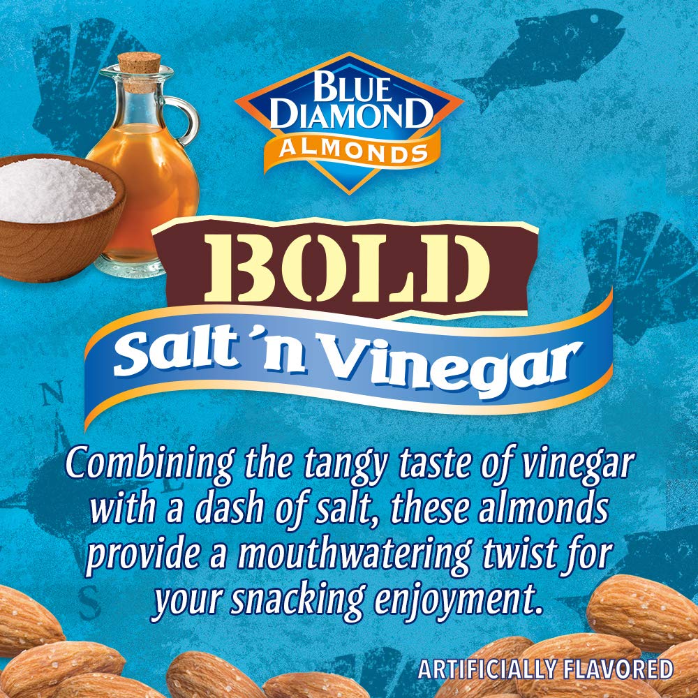 Product image of Blue Diamond Almonds Salt N' Vinegar Flavored Snack Nuts Single Serve Bags 1.5 oz 12 ct 1.5 oz Pack of 2