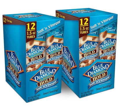 Product image of Blue Diamond Almonds Salt N' Vinegar Flavored Snack Nuts Single Serve Bags 1.5 oz 12 ct 1.5 oz Pack of 2