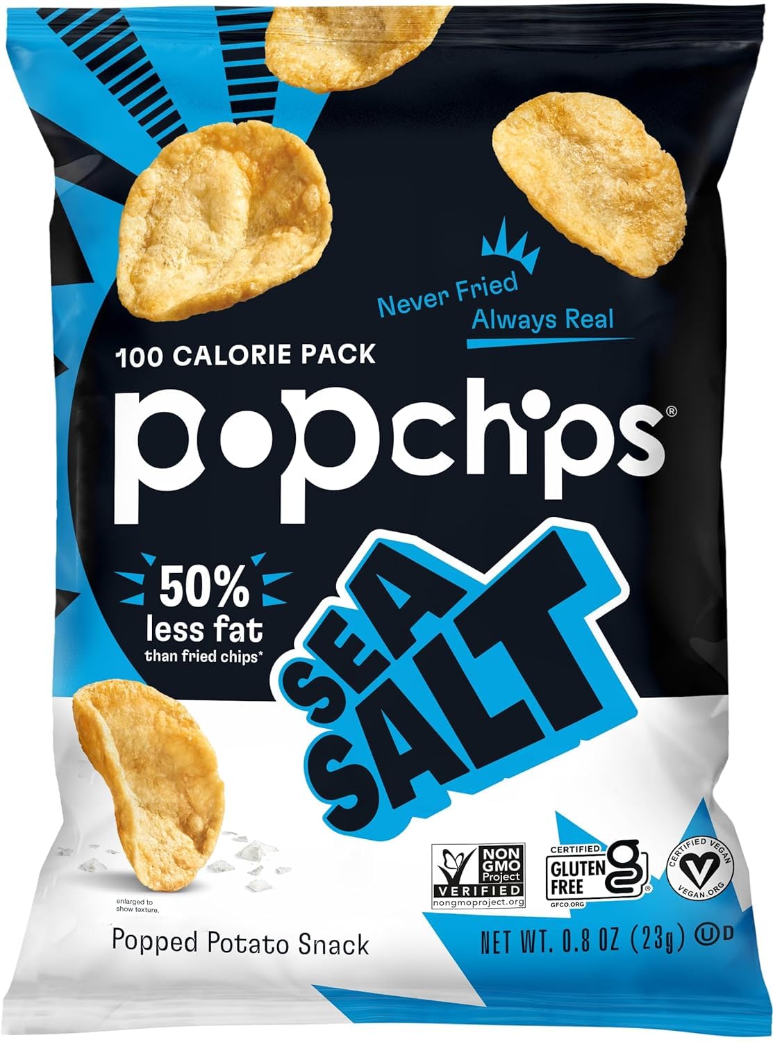 Product image of Popchips Potato Chips Sea Salt Flavor 0.8 oz 0.8 oz Pack of 24