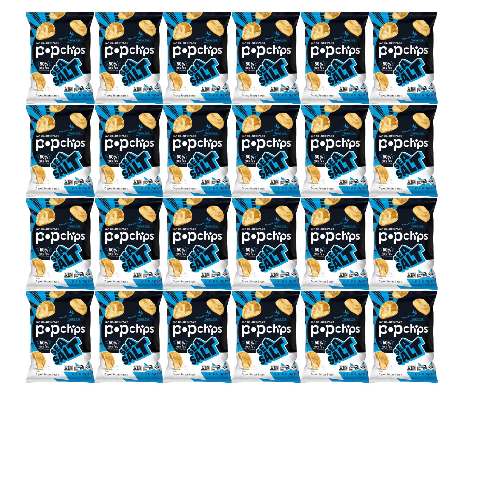 Product image of Popchips Potato Chips Sea Salt Flavor 0.8 oz 0.8 oz Pack of 24