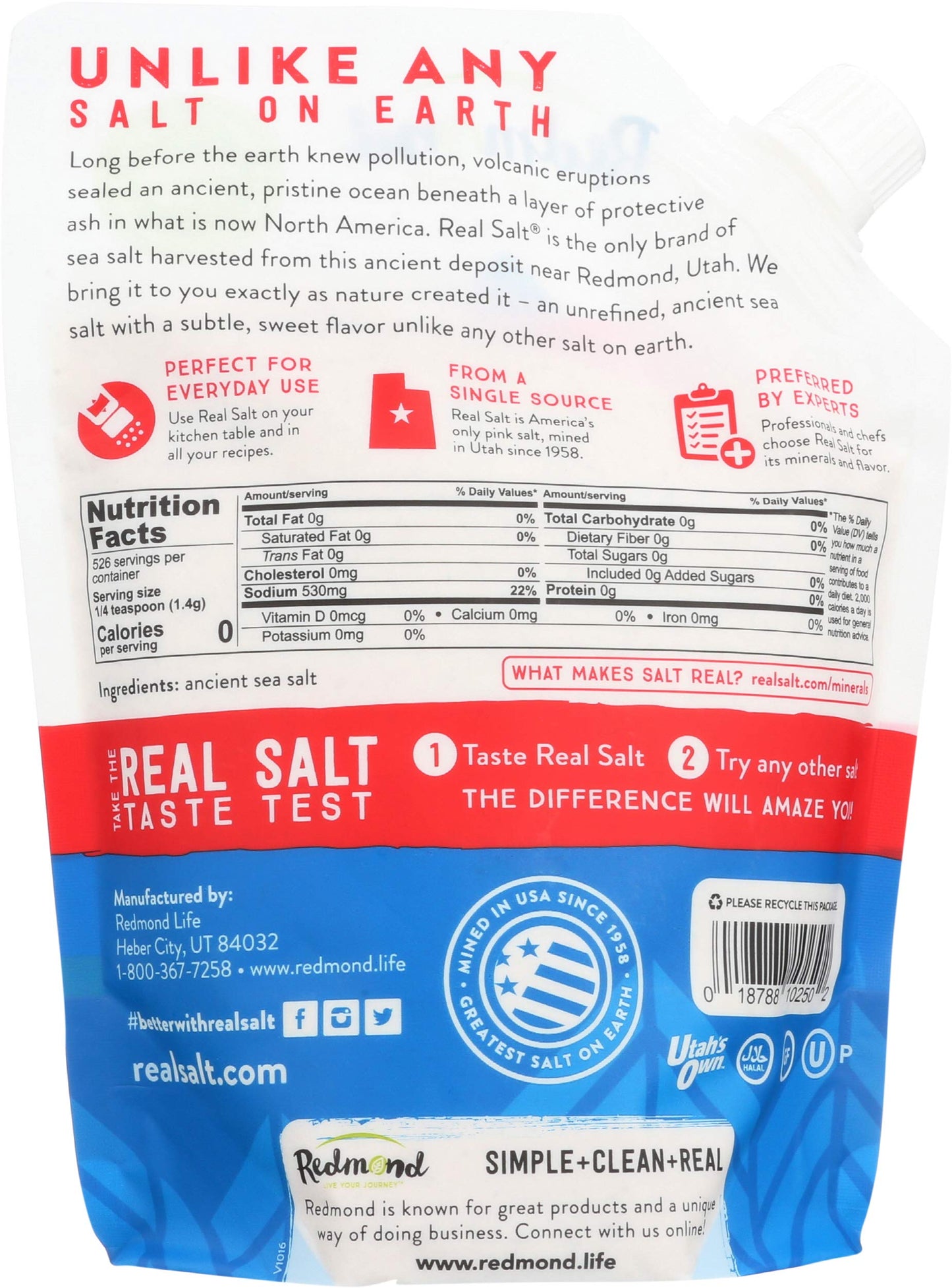Product image of REDMOND Real Salt Ancient Fine Sea Salt Unrefined Mineral Salt Pouch 26 oz 26 oz Pack of 3