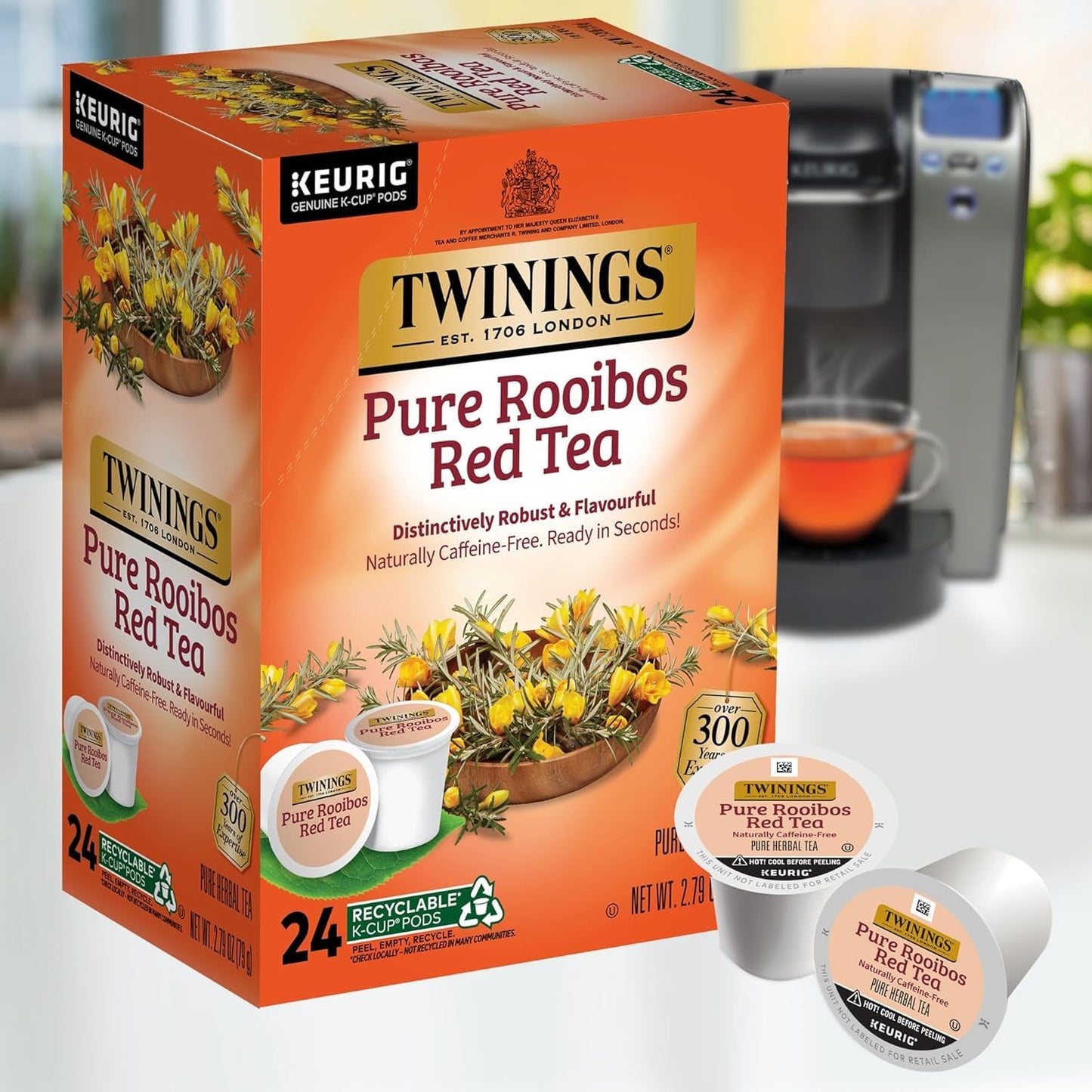Product image of Twinings Pure Rooibos Red Tea K-Cup Pods for Keurig 24 ct Naturally Caffeine-Free Slightly Sweet Taste Pack