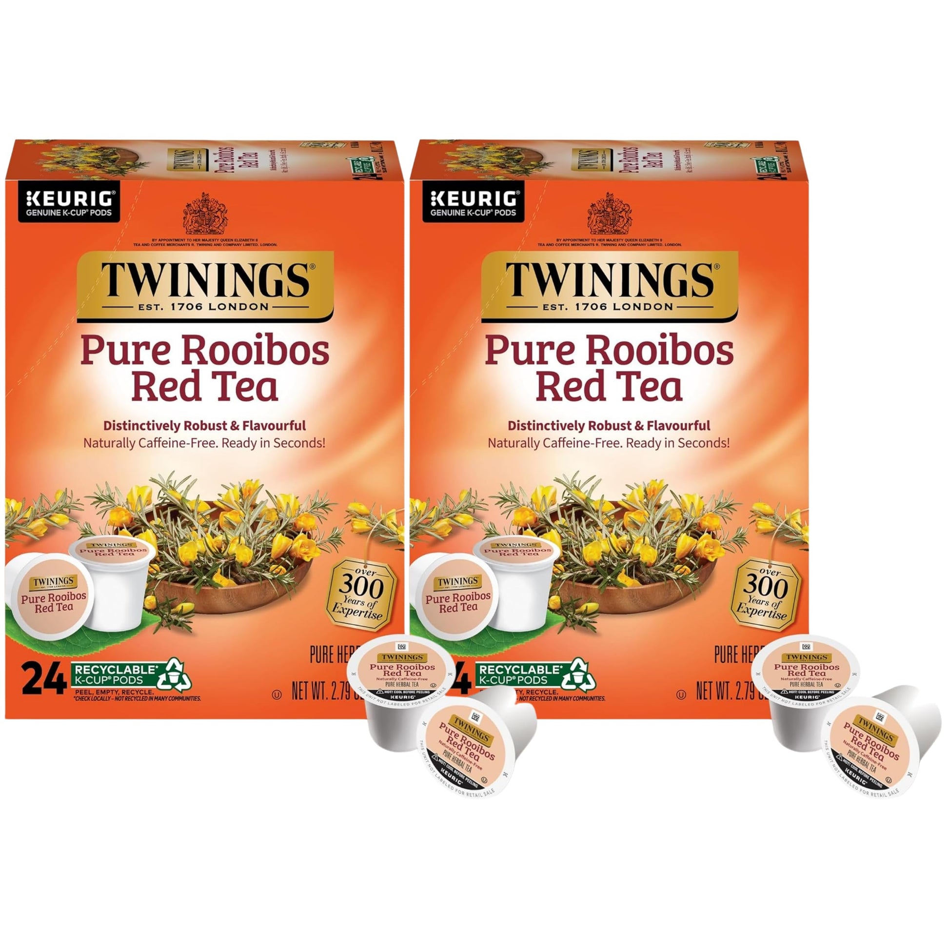Product image of Twinings Pure Rooibos Red Tea K-Cup Pods for Keurig 24 ct Naturally Caffeine-Free Slightly Sweet Taste Pack