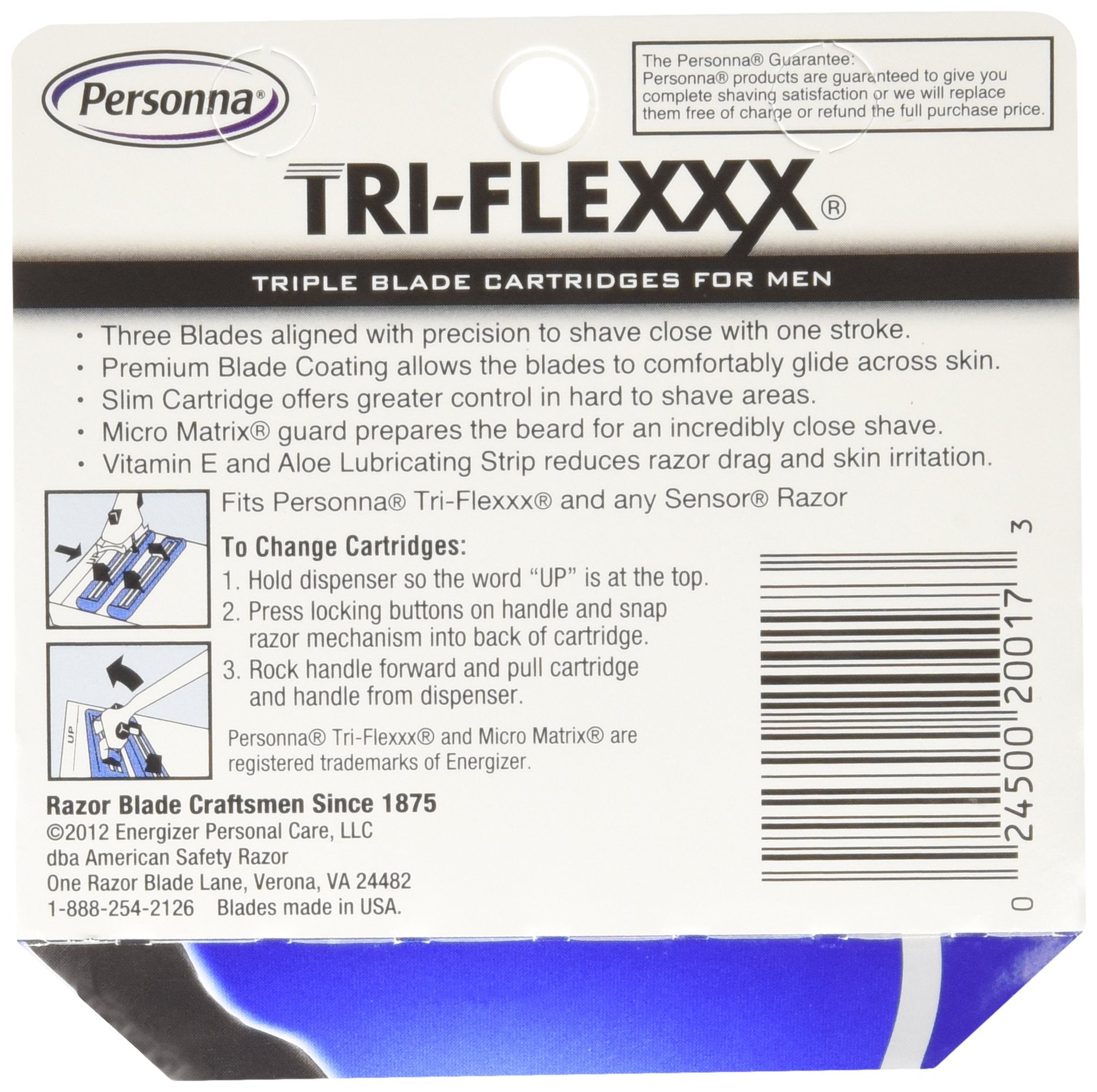 Product image of Personna Tri-flexxx Razor Blade Cartridges Compatible Gillette Sensor and Personna Tri-flexxx Razors 8 ct