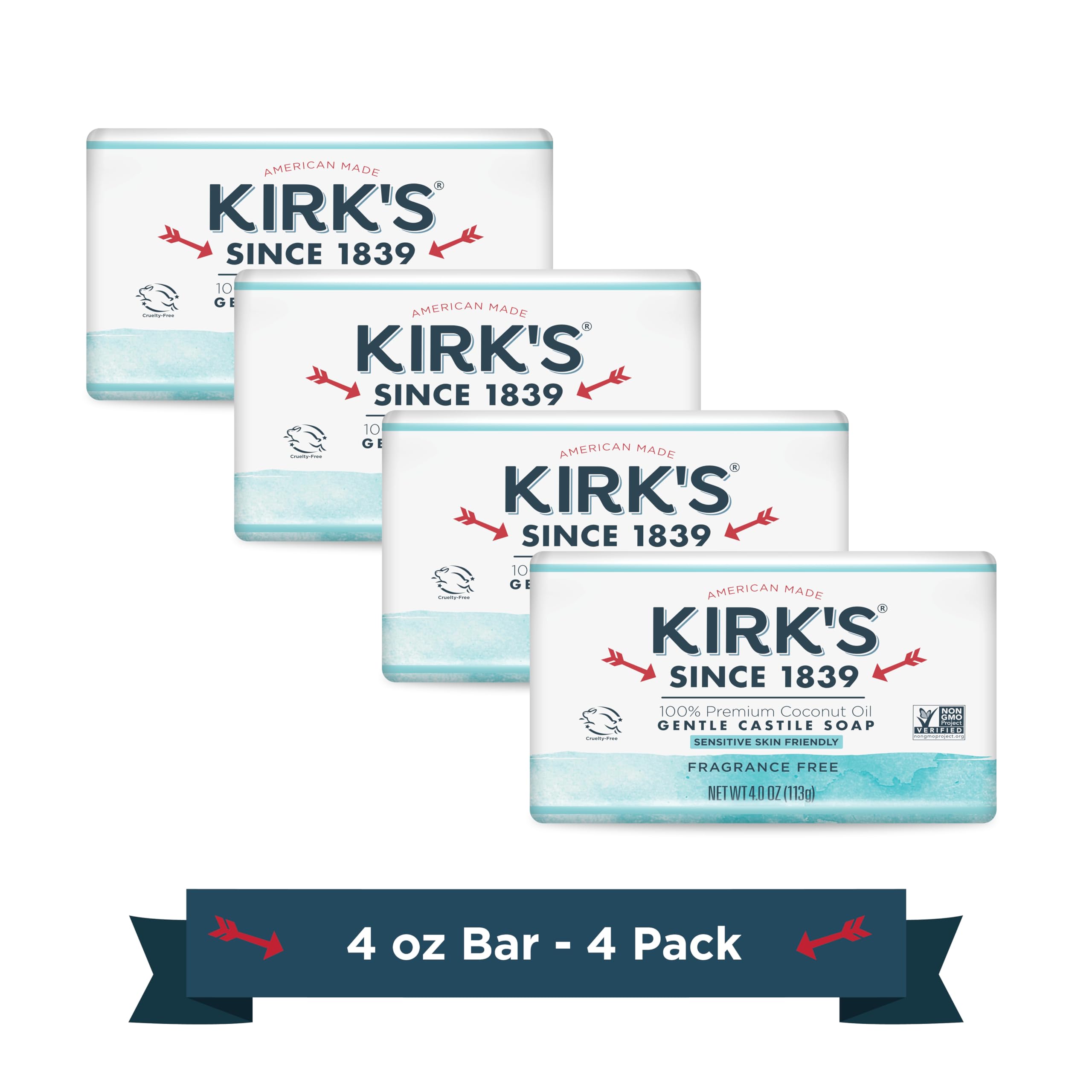 Product image of Kirk's Original Coco Castile Soap Fragrance Free 4 oz 4 oz Pack of 18