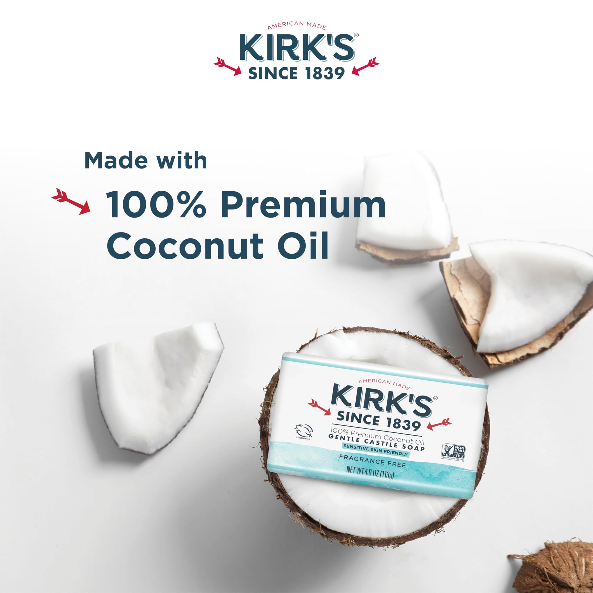 Product image of Kirk's Original Coco Castile Soap Fragrance Free 4 oz 4 oz Pack of 18