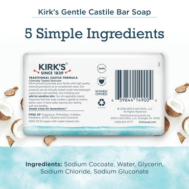 Product image of Kirk's Original Coco Castile Soap Fragrance Free 4 oz 4 oz Pack of 18