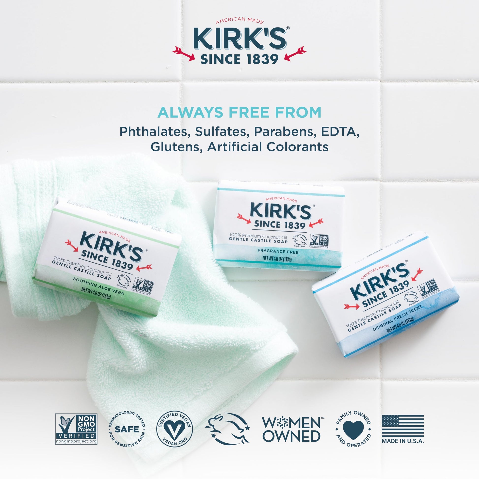 Product image of Kirk's Original Coco Castile Soap Fragrance Free 4 oz 4 oz Pack of 18