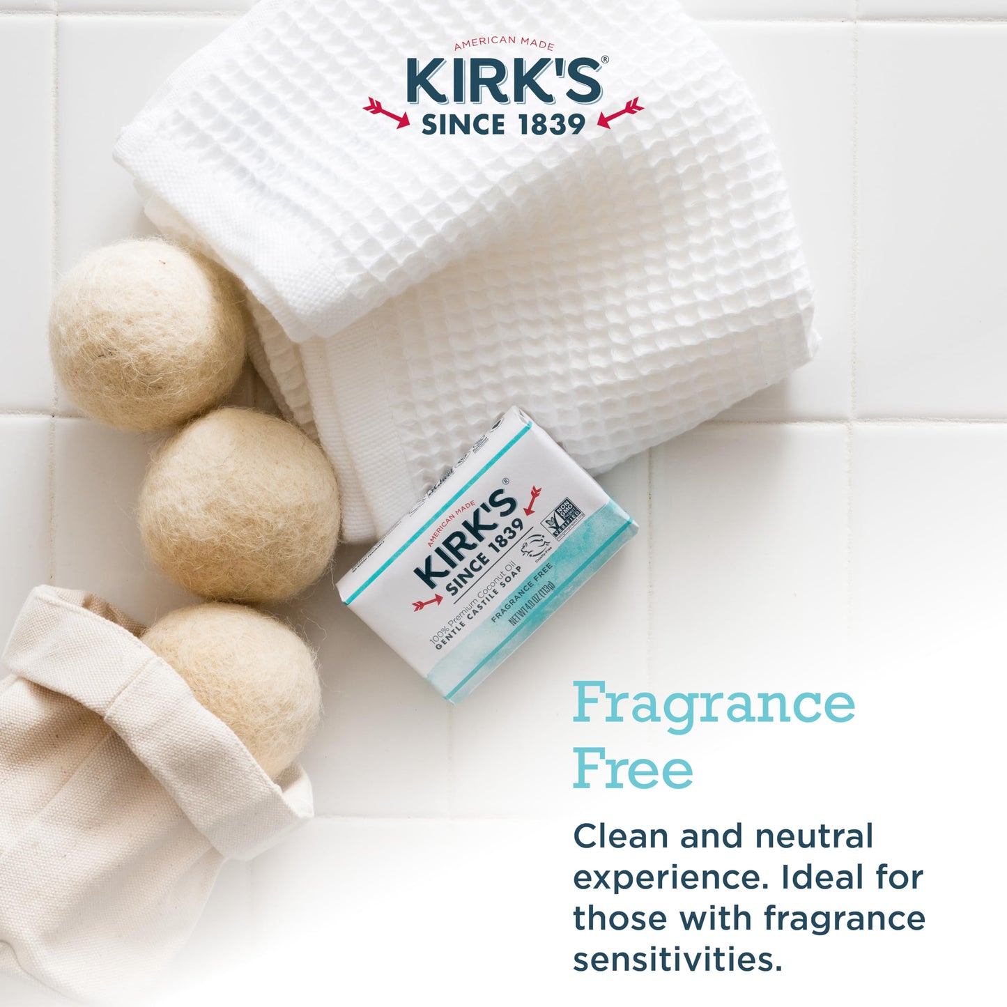 Product image of Kirk's Original Coco Castile Soap Fragrance Free 4 oz 4 oz Pack of 18