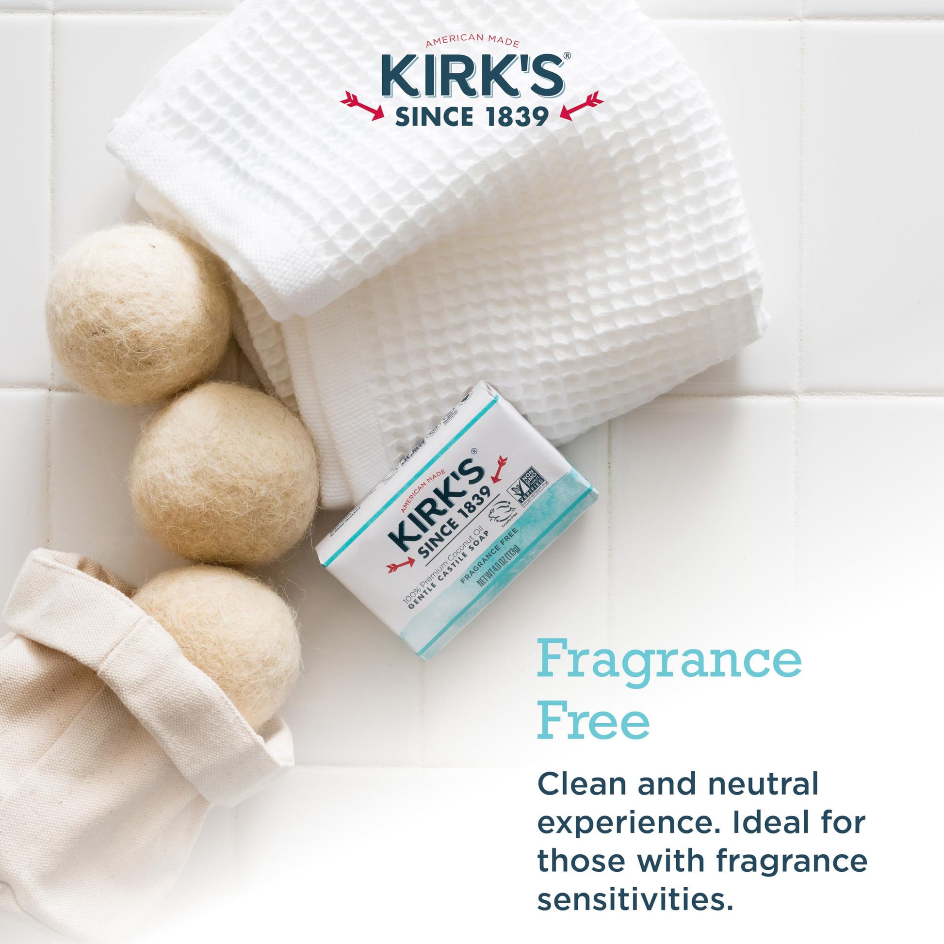 Product image of Kirk's Original Coco Castile Soap Fragrance Free 4 oz 4 oz Pack of 18