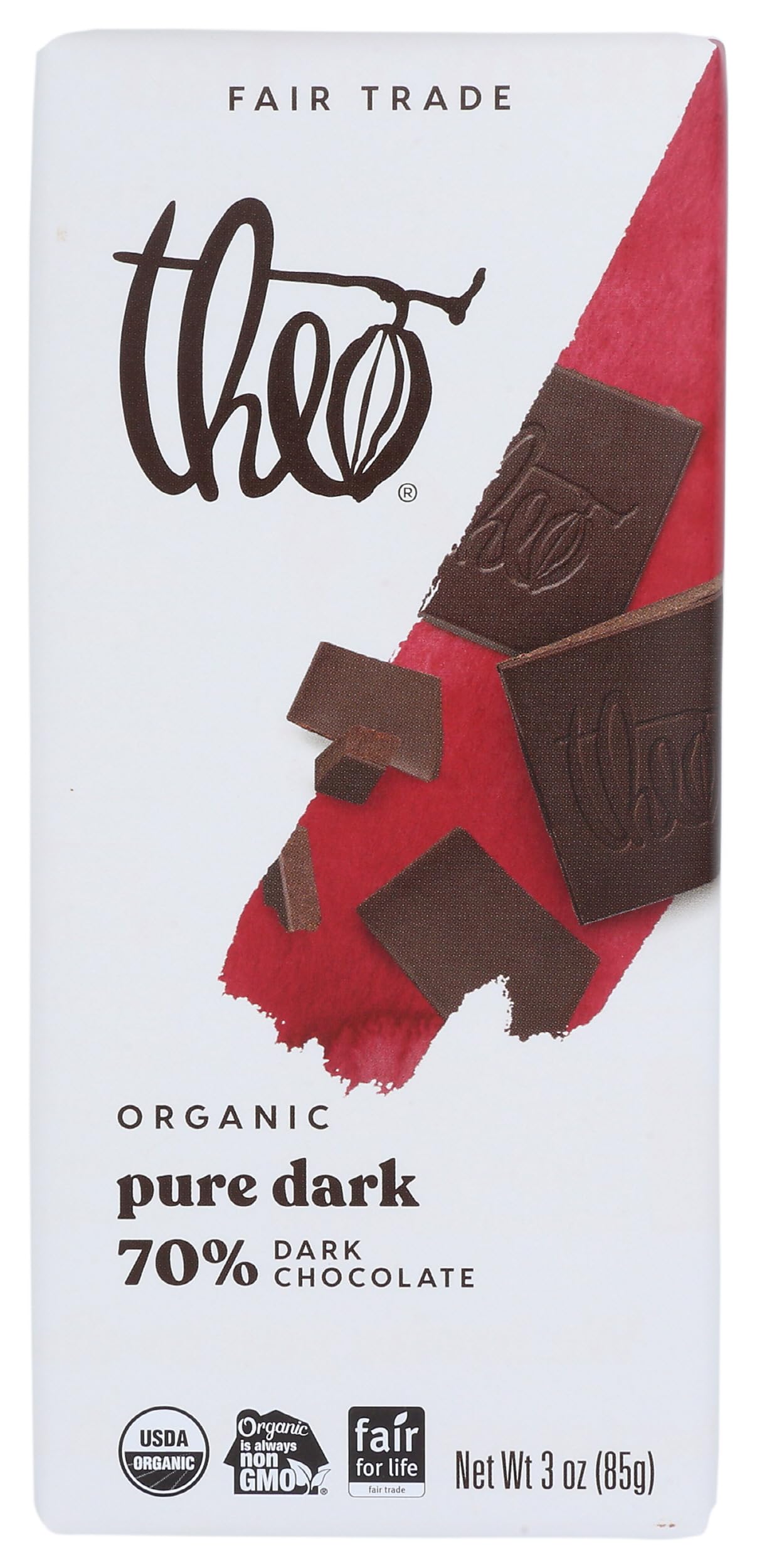Product image of THEO Pure Organic Dark Chocolate Bar 70% Cacao 1 Bar Vegan Fair Trade