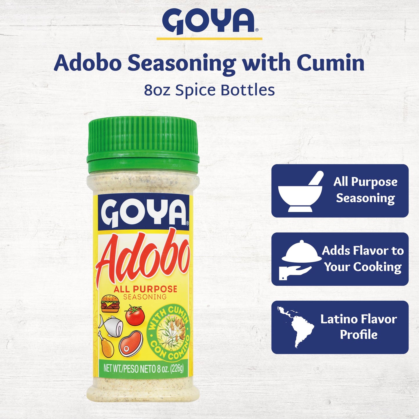 Product image of Goya Adobo All Purpose Seasoning Cumin Bottle Latin Spice Blend Mexican Seasoning for Poultry Seafood Meat