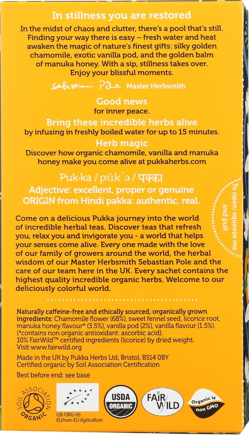 Product image of Pukka Herbal Teas Chamomile Vanilla and Manuka Honey 20 Bags