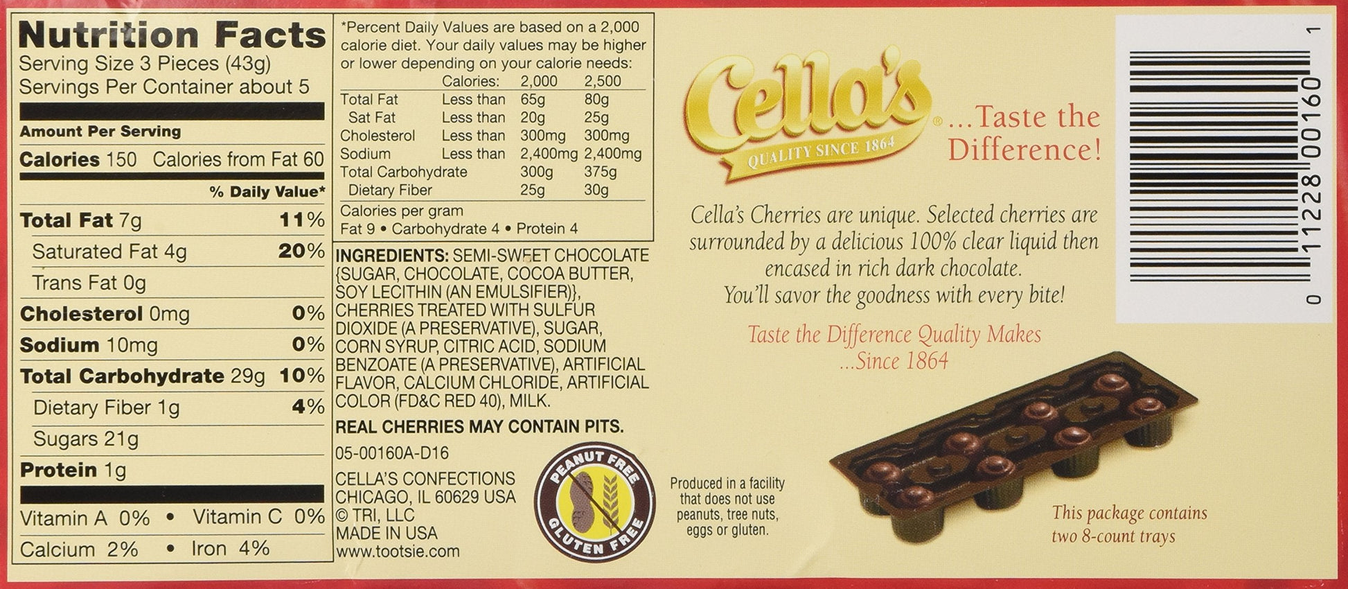 Product image of Cella's Dark Chocolate Covered Cherries 16 ct 8 oz 8 oz 16 Count