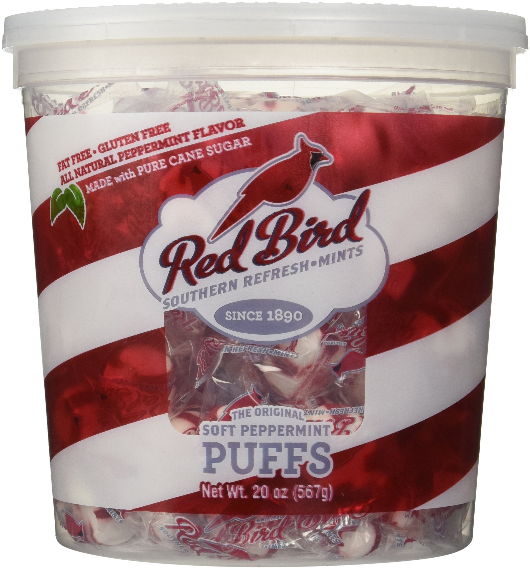 Product image of Red Bird Peppermint Puffs Hard Candy Mint Flavor Tub 18 oz 18 oz