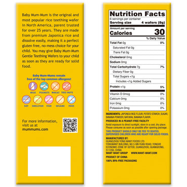 Product image of Baby Mum-Mum Rice Rusks Banana Gluten Free Allergen Free Non-GMO Rice Teether Cookie for Teething Infants