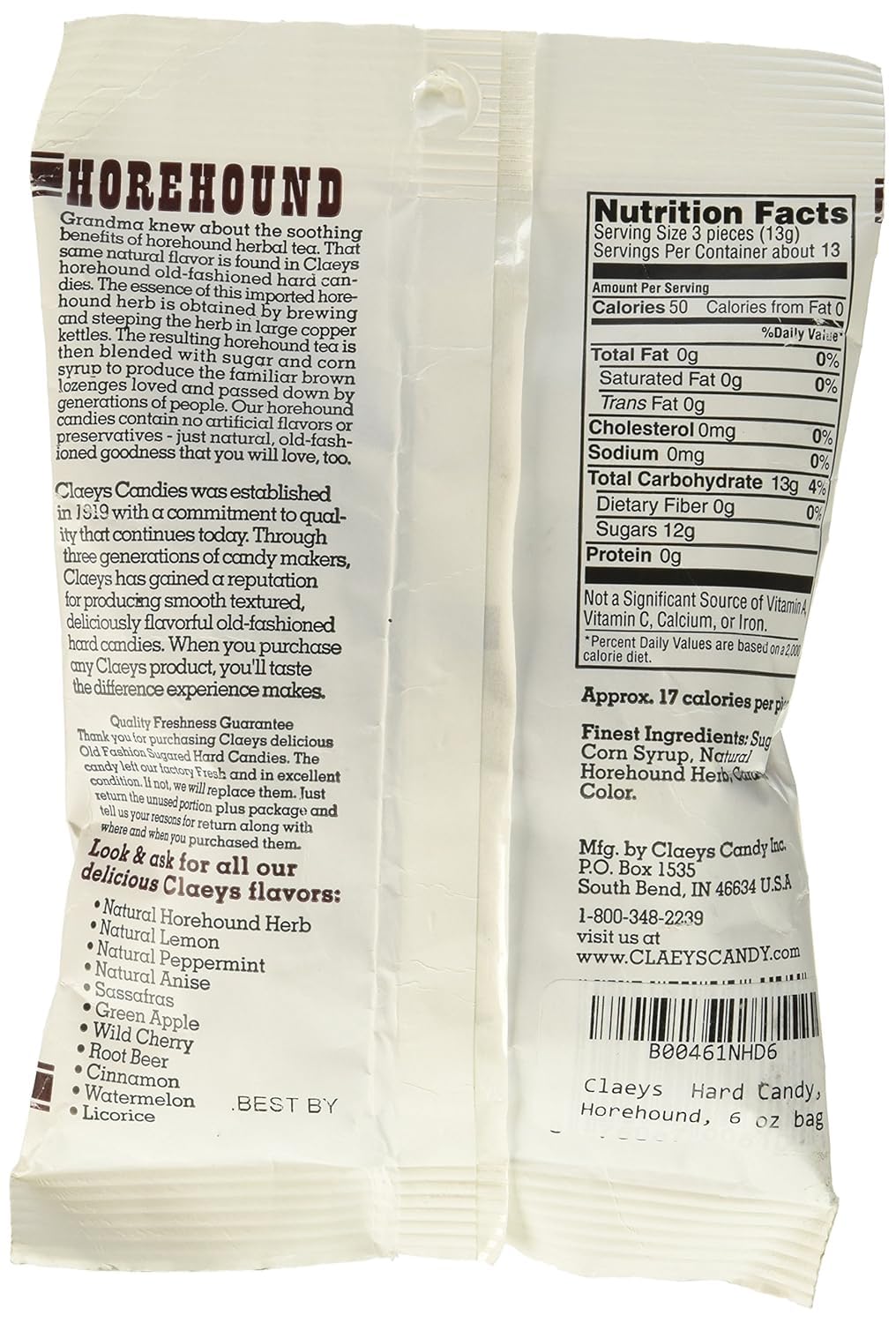 Product image of Claeys Old Fashioned Hard Candy Horehound 6 oz 6 oz