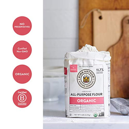 Product image of King Arthur Organic All Purpose Flour Unbleached Non-GMO Premium Baking Flour 2 lbs / 32 oz 32 oz