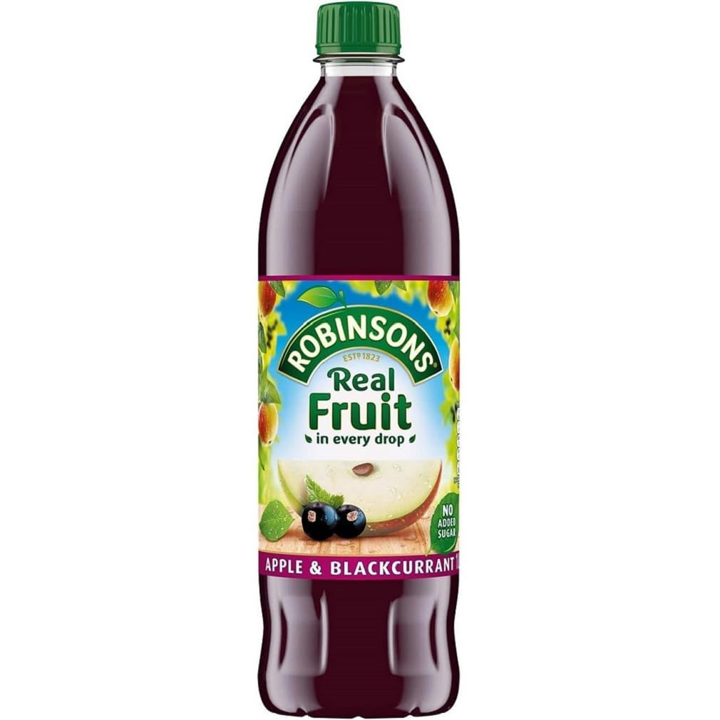 Product image of Robinsons Fruit Drink Apple and Blackcurrant No Added Sugar 1-Liter Plastic Bottles Pack of 4