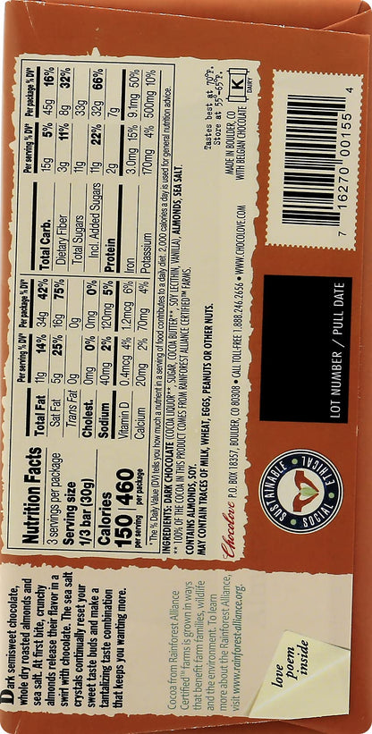 Product image of Chocolove Almonds Seasalt in Dark Chocolate 3.2-ozs Pack of 6