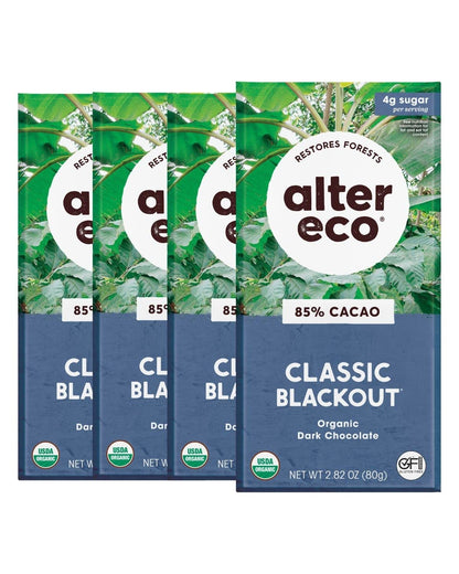 Product image of Alter Eco Classic Blackout 85% Pure Dark Cocoa Dark Chocolate Bar Fair Trade Organic Non-GMO Gluten Free