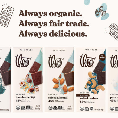 Product image of Theo Chocolate Salted Almond Organic Milk Chocolate Bar 45% Cacao Fair Trade Pack of 6